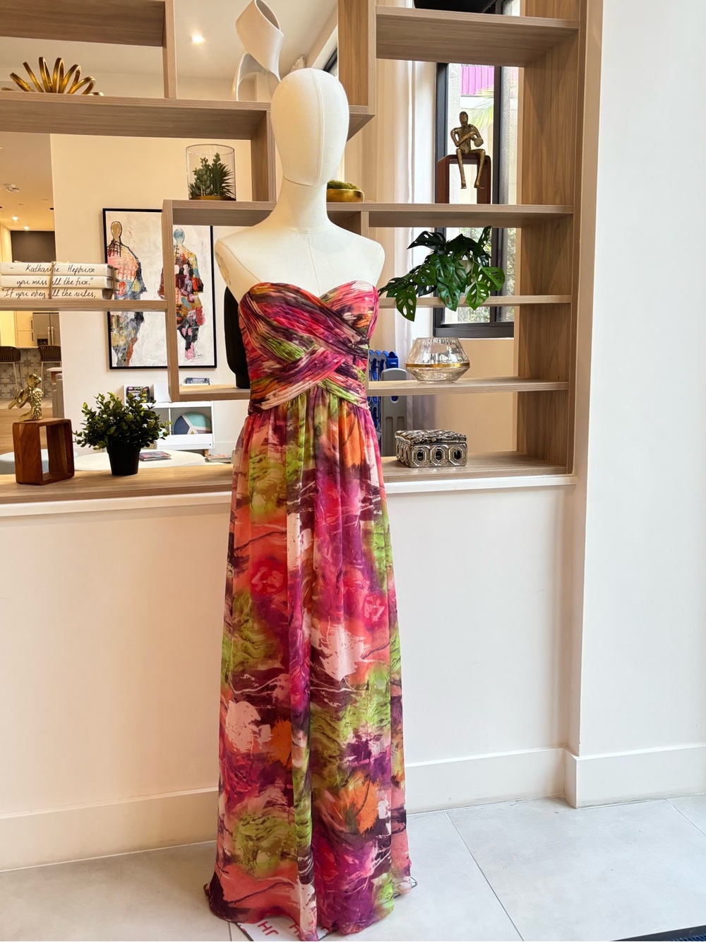 JS Boutique Coral Satin Strapless Dress